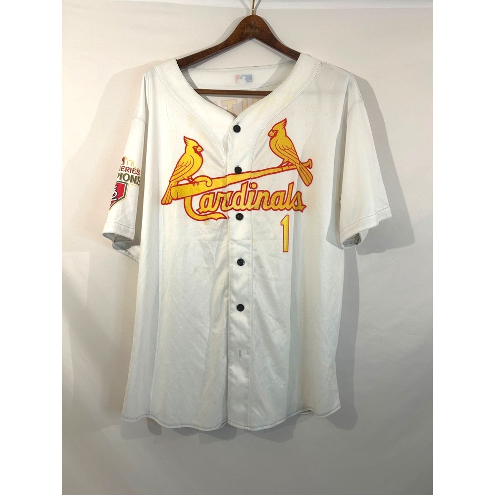 Ozzie Smith St Louis Cardinals MLB  White Jersey Mens Sz XL  World Series 2011